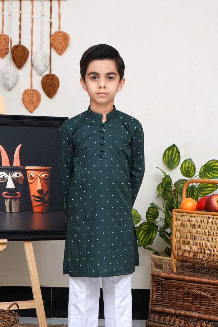 KID'S GREEN COTTON KURTA