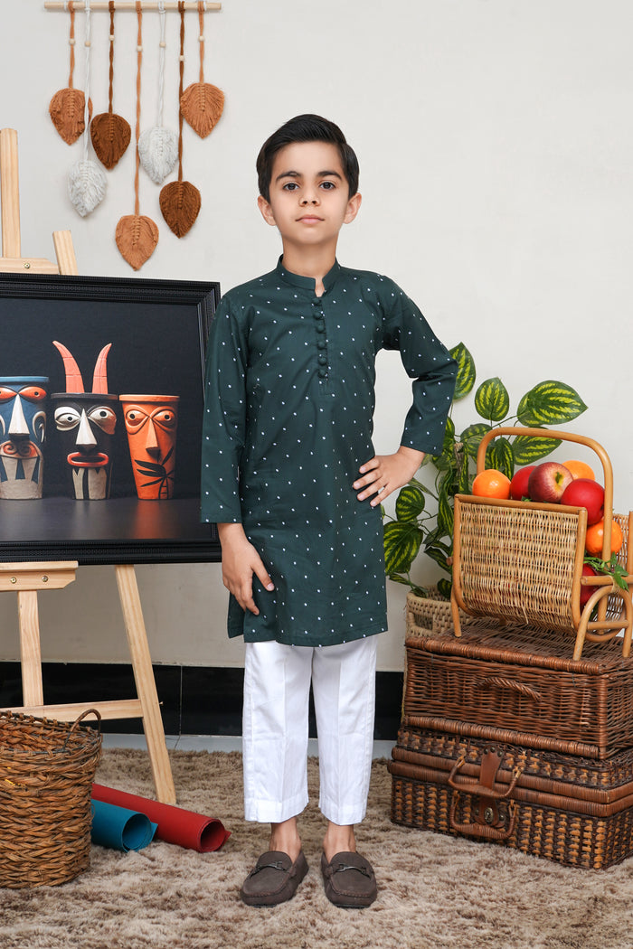 KID'S GREEN COTTON KURTA