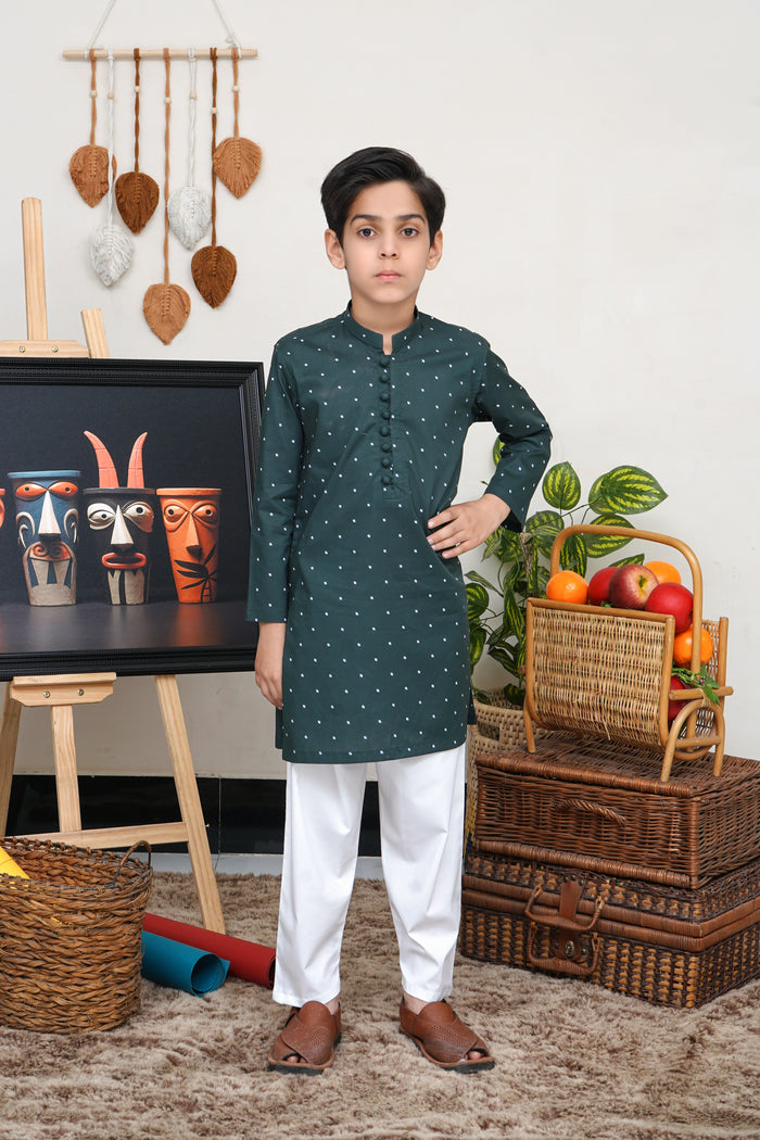 KID'S GREEN COTTON KURTA