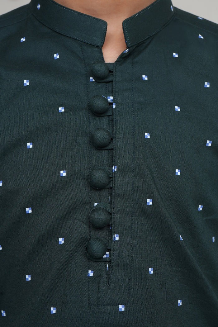 KID'S GREEN COTTON KURTA