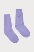 Knitted Ribbed Socks Purple