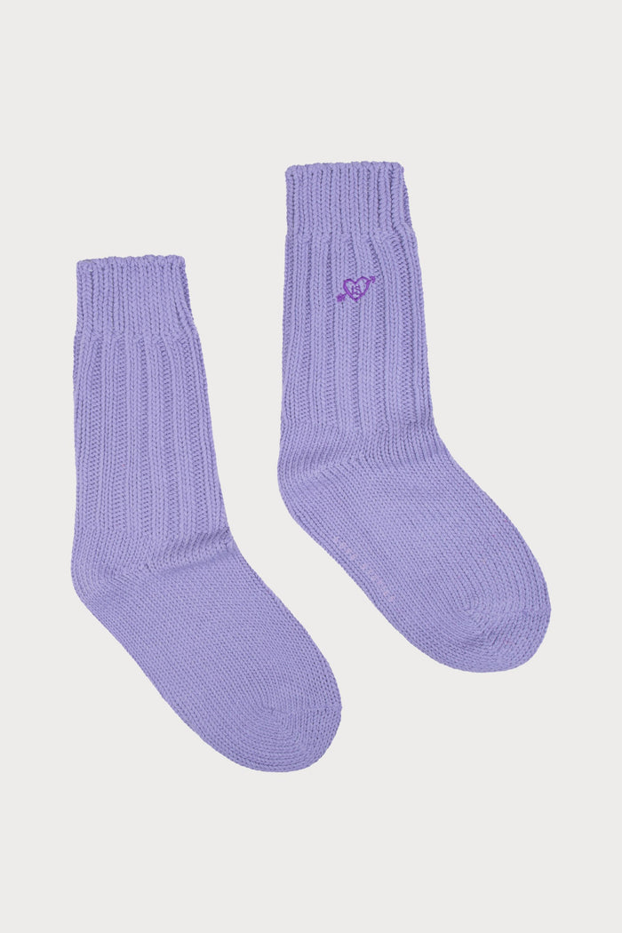 Knitted Ribbed Socks Purple