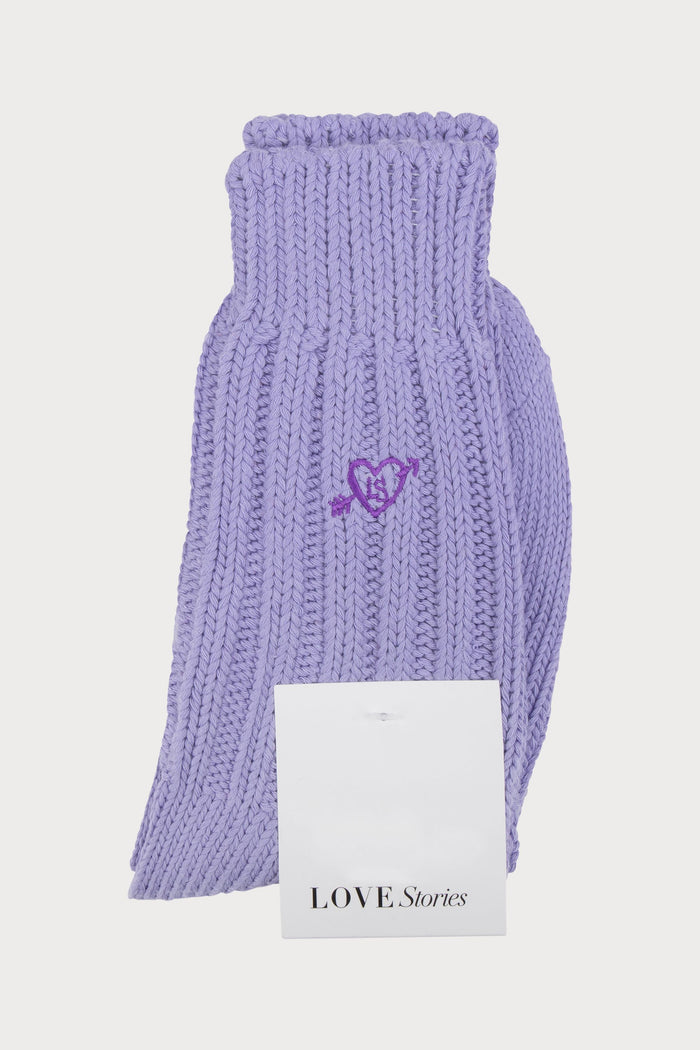 Knitted Ribbed Socks Purple