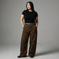 Pantalon cargo coréen femme denim noir avec poches - Style streetwear Koreanxwear - Taille XL - Grande Taille