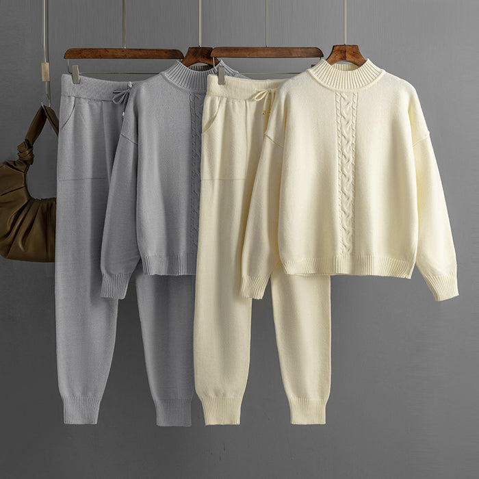 Korean Knitted High-Neck Set