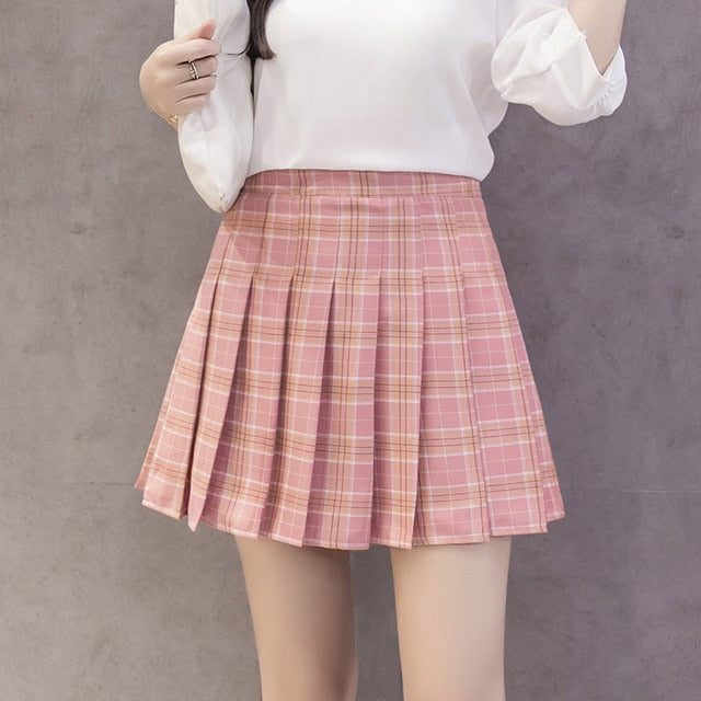 Korean Schoolgirl Plaid Pleated Skirt