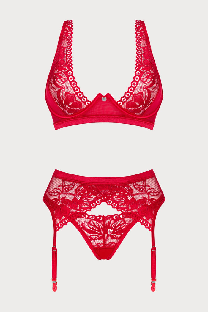 Obsessive Lacelove 3 Piece Set Red
