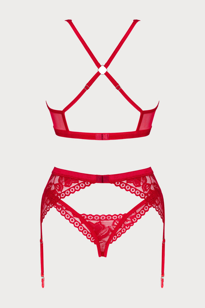 Obsessive Lacelove 3 Piece Set Red