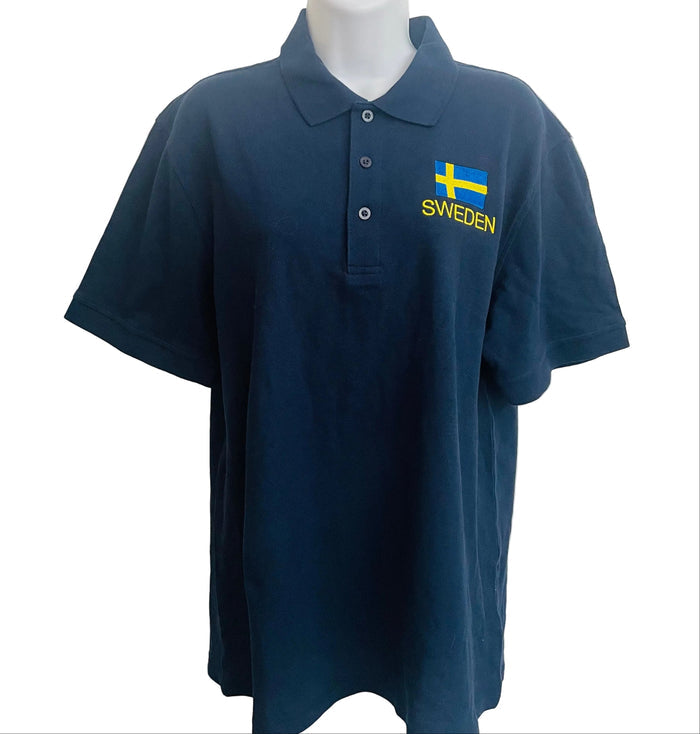 Ladies Polo - Sweden & Flag on Navy blue