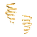 Gold spiral earrings on a white background