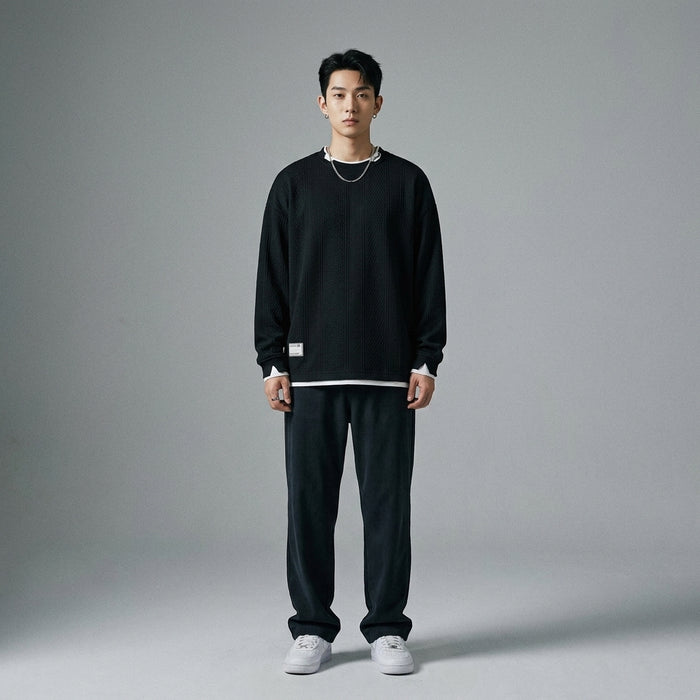 Sweat à capuche homme effet superposé, style streetwear coréen - Taille M