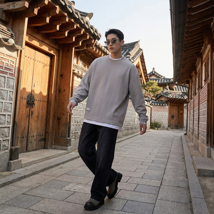 Sweat à capuche homme effet superposé, style streetwear coréen