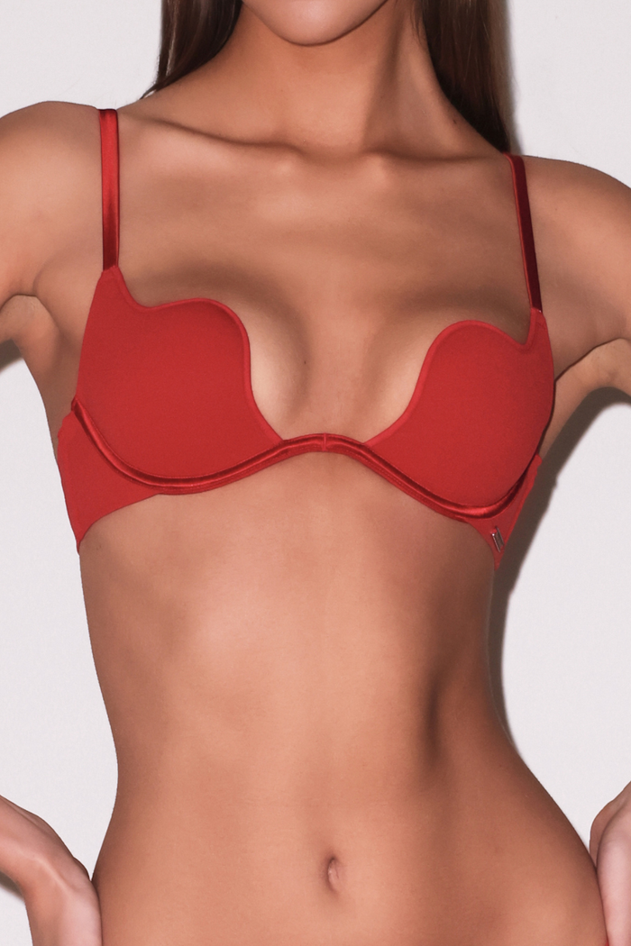 Fleur Du Mal Le Stretch Micro Rouge Seduce U-Plunge Bra