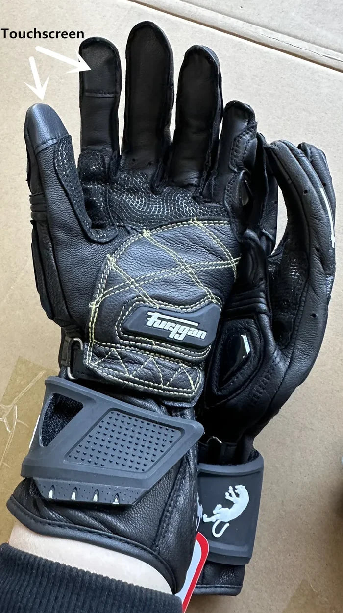 Leather Touchscreen Motocross Gloves