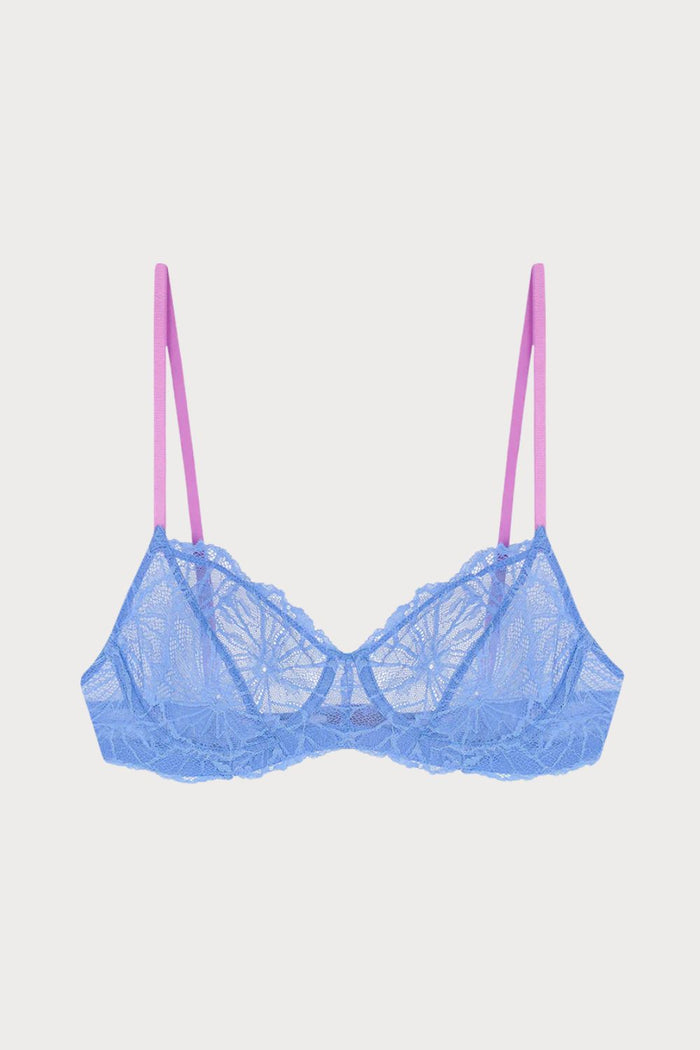 Lena Graphic Lace Underwire Bra Blue, Size UK 32D