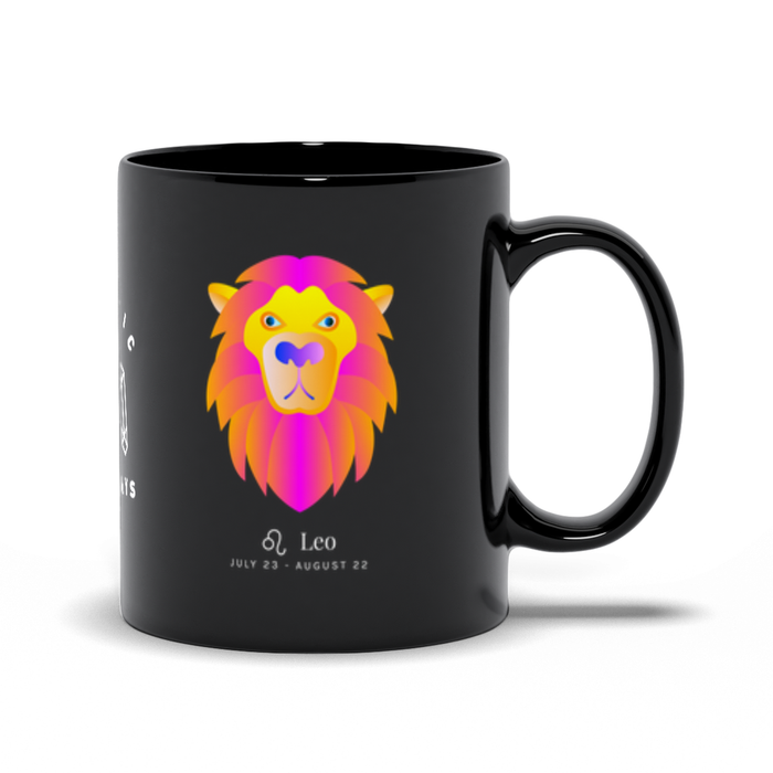 Leo Zodiac Black Mug