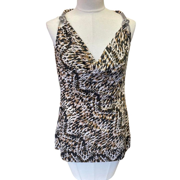 Leopard print cowl neck top