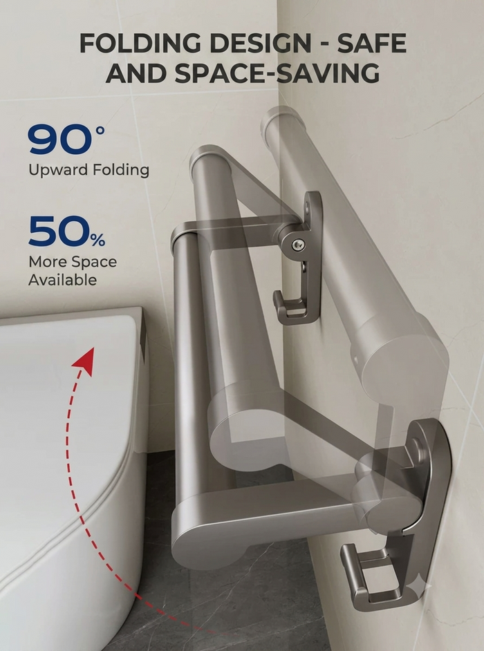 LMXA Mag-Glide Foldable Bathroom Handle for Independent Seniors and Limited Mobility