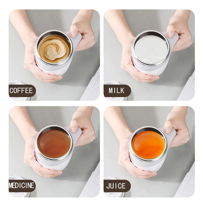 LMXA Mag-Pulse Electric Mixing Cup – Cordless Rechargeable Self-Stirring Mug with Magnetic Fixed Rotor and Stainless Steel Insulation for Protein, Coffee, and Supplements