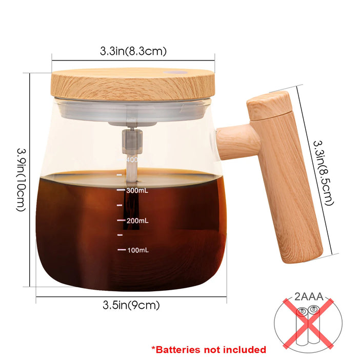 LMXA Vista-Spin Glass Self-Stirring Mug – 400ml High-Borosilicate Thermal Vortex Mixer, 7000 RPM Battery-Powered Electric Blender Cup for Coffee, Collagen, and Protein