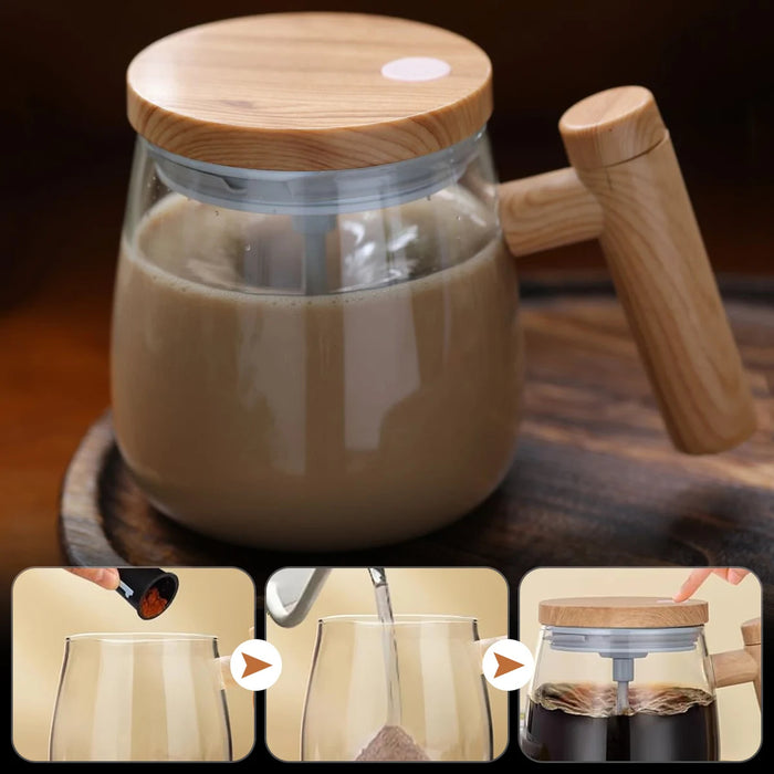 LMXA Vista-Spin Glass Self-Stirring Mug – 400ml High-Borosilicate Thermal Vortex Mixer, 7000 RPM Battery-Powered Electric Blender Cup for Coffee, Collagen, and Protein