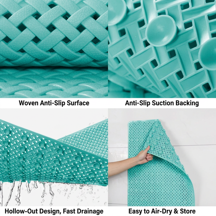 LMXA WeaveGrip Non-Slip Woven Bathroom Mat, feature detail 4-panel