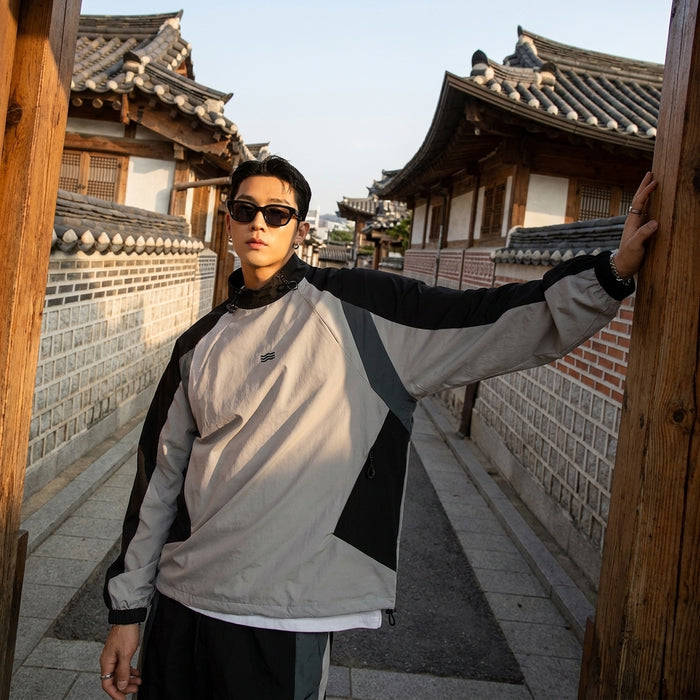 Hoodie color-block ample pour homme - Style streetwear K-fashion