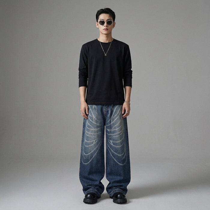Jean ample bleu effet papillon - Koreanxwear - Taille S