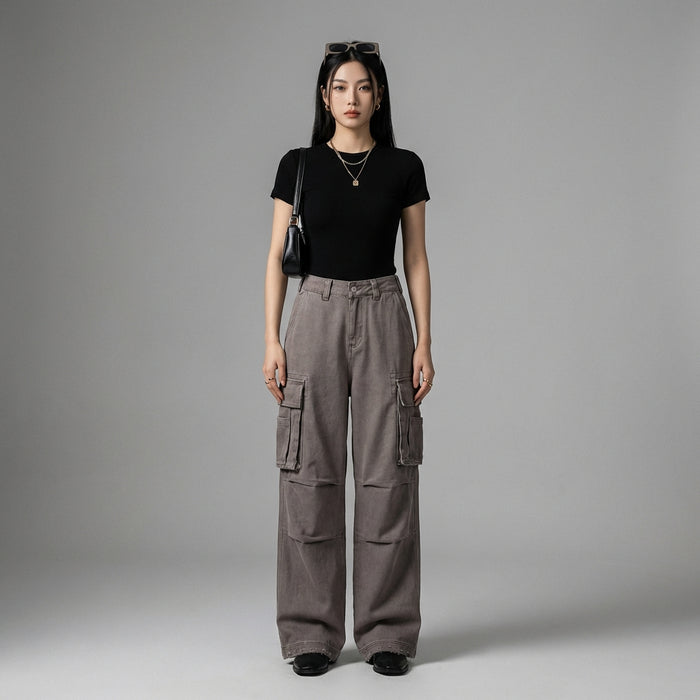 Pantalon cargo ample streetwear homme - Koreanxwear - Taille S