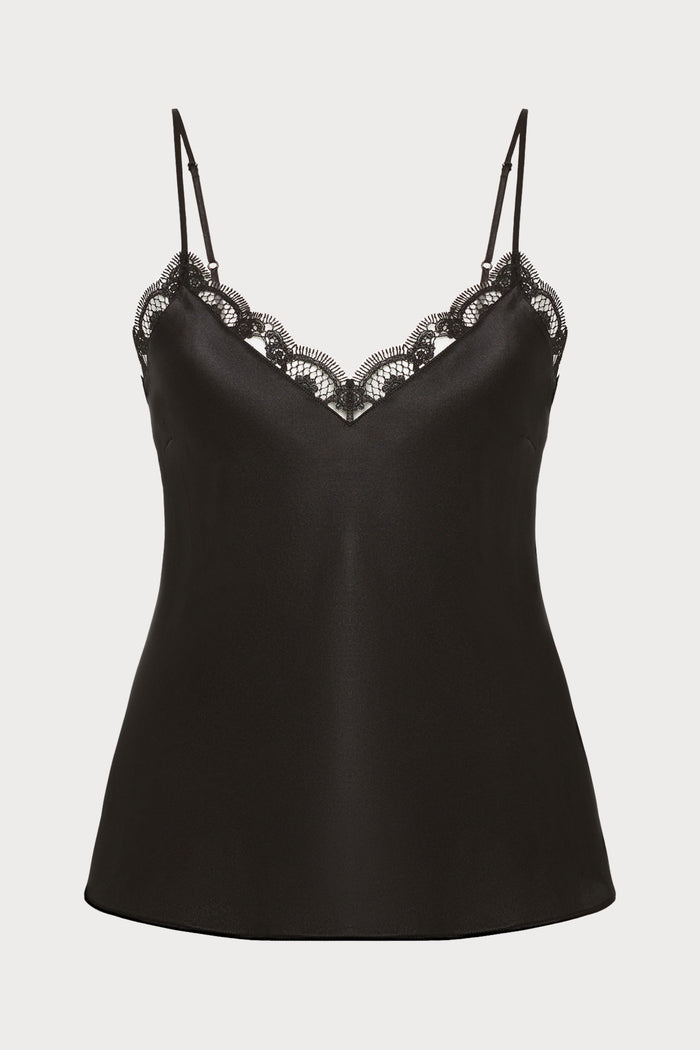Love Me Black Silk & Embroidery Top, Size S (UK 8-10)
