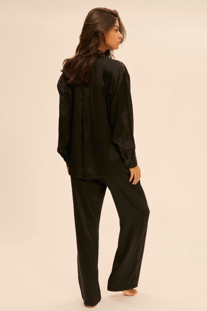 Simone Pérèle Love Me Black Silk Trousers - Luxury Pyjama Bottoms