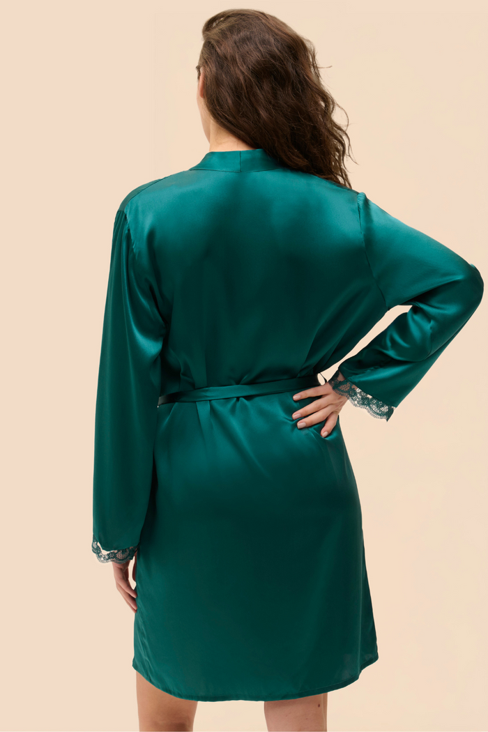Simone Pérèle Love Me Emerald Silk & Embrodiery Kimono
