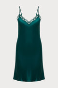 Love Me Emerald Silk & Embroidery Nightie, Size S (UK 8-10)