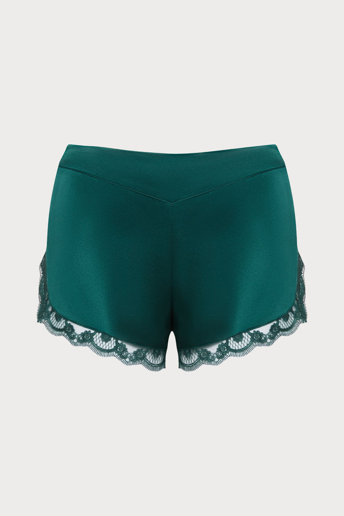 Love Me Emerald Silk & Embroidery Shorts, Size L (UK 12-14)