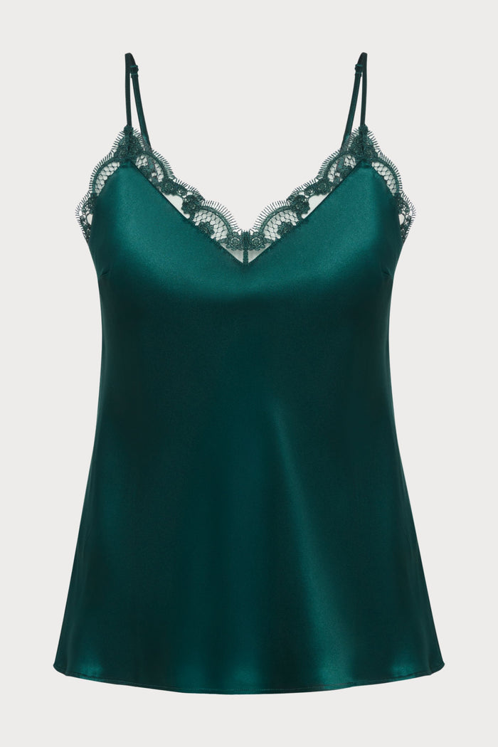 Love Me Emerald Silk & Embroidery Top, Size XL (UK 14-16)