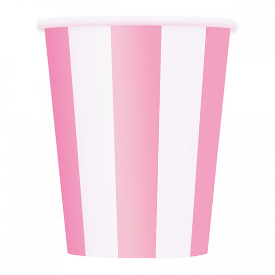 Lovely Pink and White Striped Cups/ 9 oz