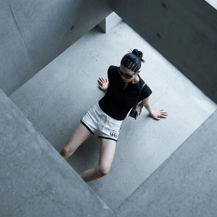 Short streetwear femme taille basse brodé - Koreanxwear