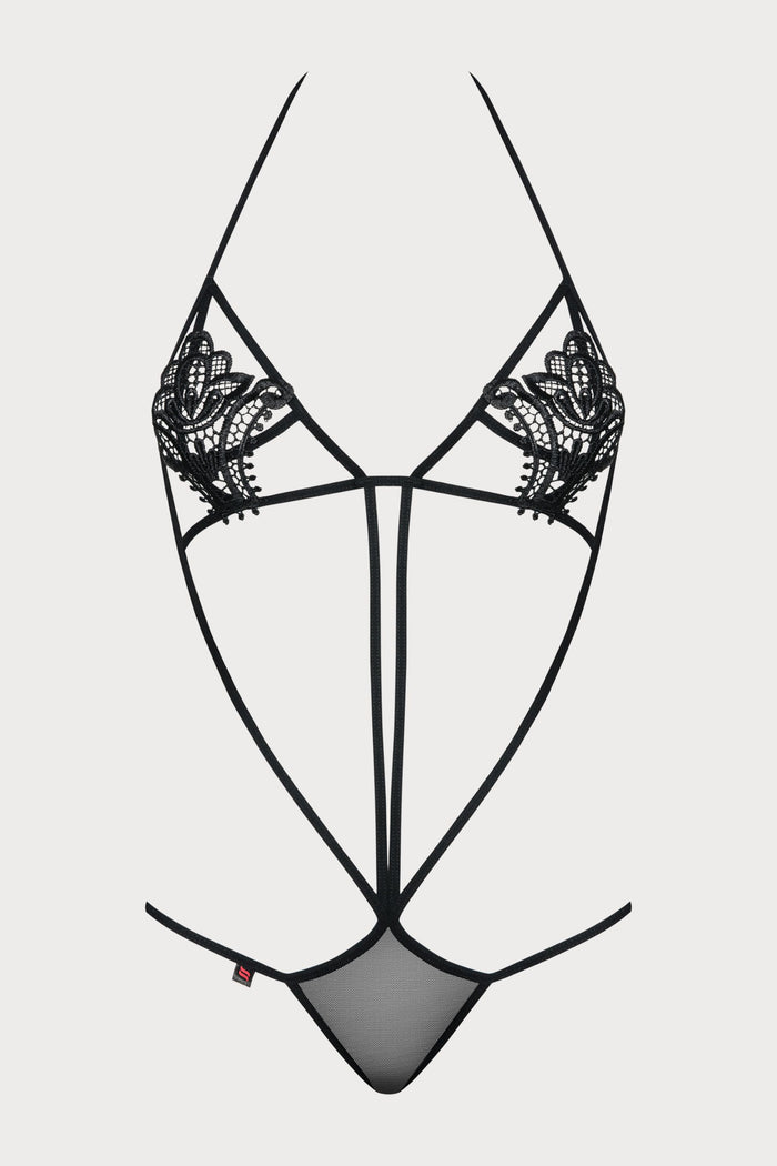 Luiza Black Thong Bodysuit