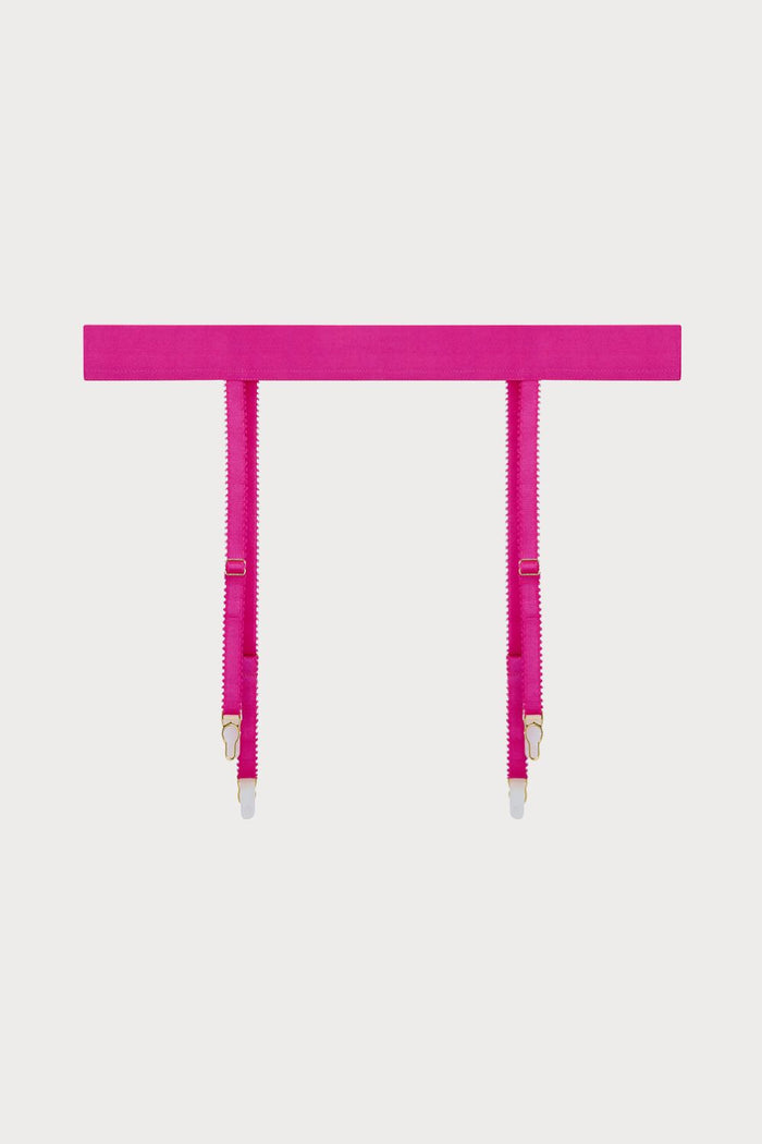Luna Suspender Belt in Bright Pink