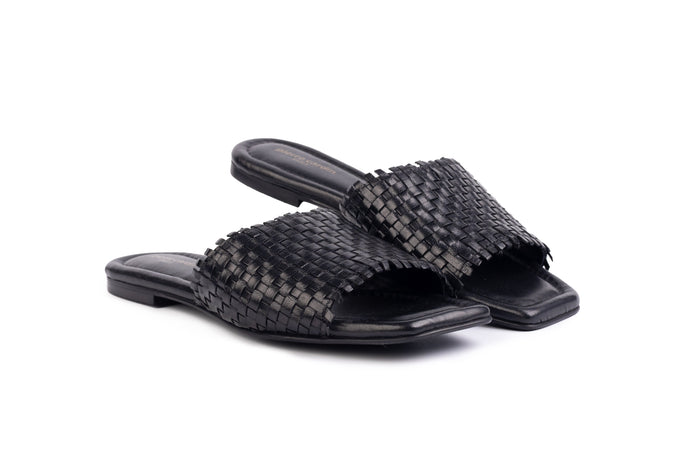 Lyon Black Weaved Slide
