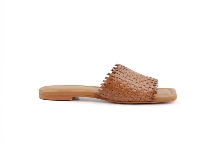 Lyon Tan Weaved Slide