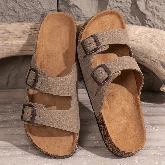Men's Buckle Sandals (Beige)