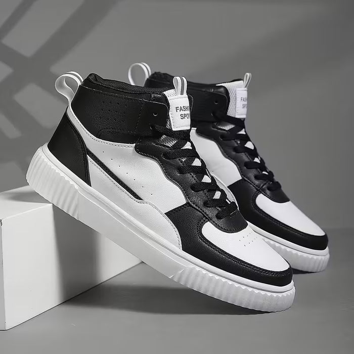 Men's High-Top Sneakers (Black & White)