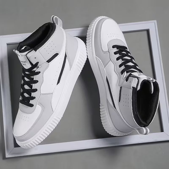 Men's High-Top Sneakers (White & Grey)