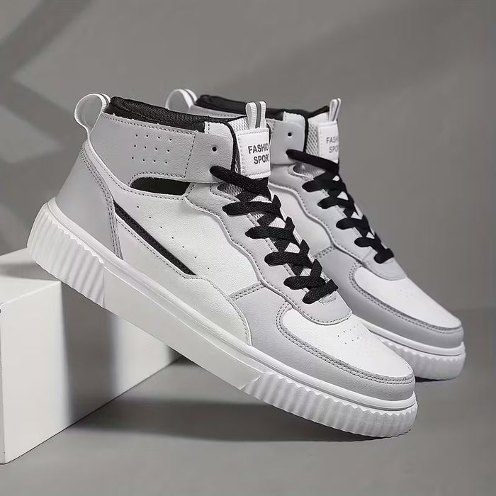 Men's High-Top Sneakers (White & Grey)