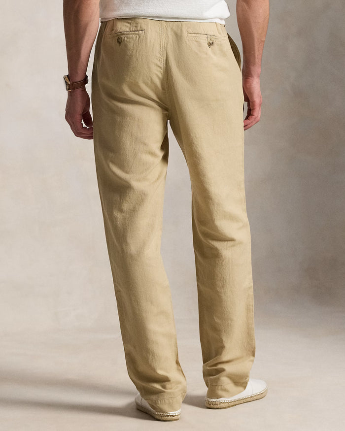 Men's Ralph Lauren Button Linen Pants (Beige)