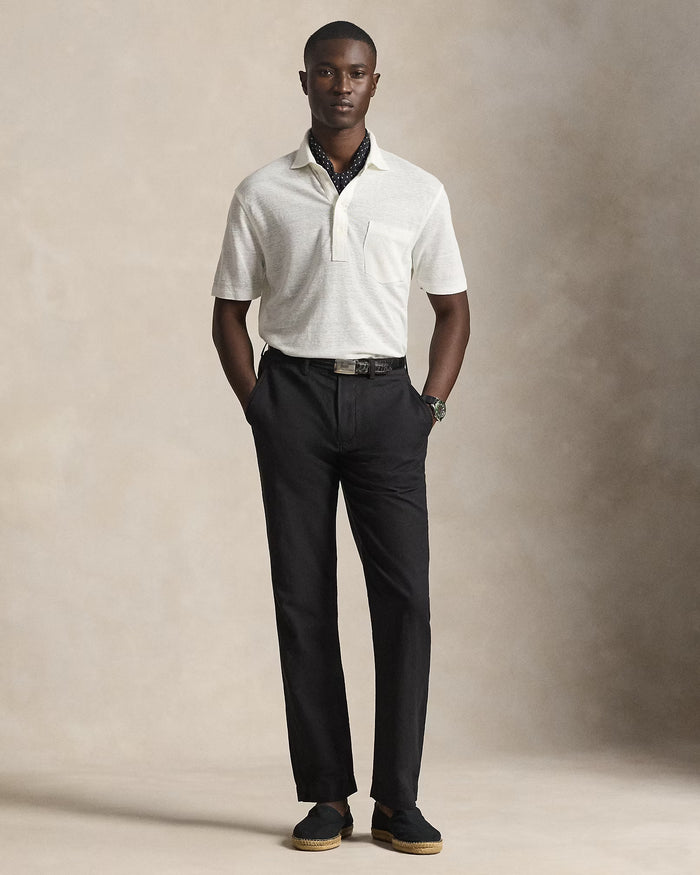 Men's Ralph Lauren Button Linen Pants (Black)
