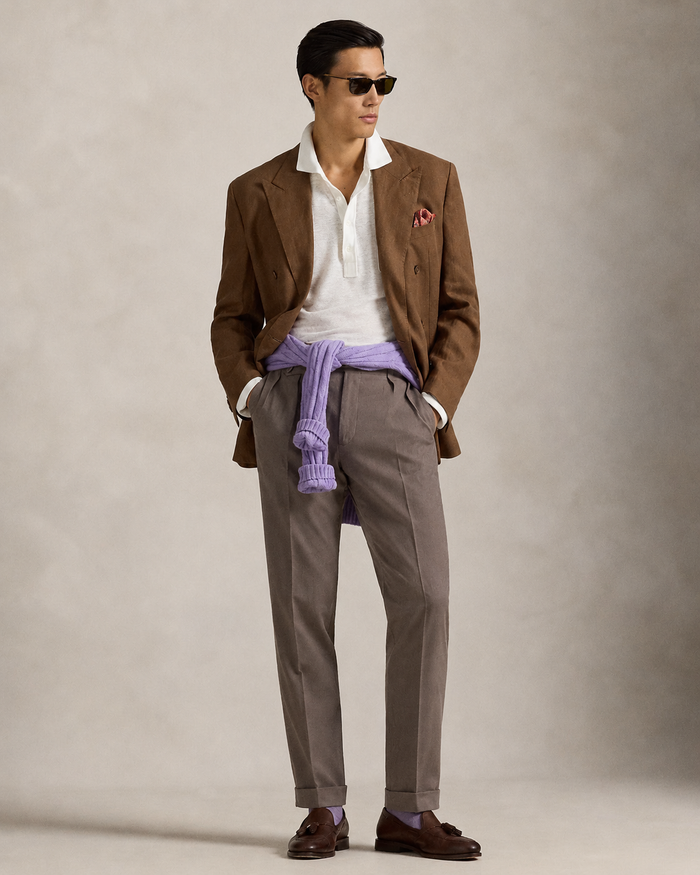 Men's Ralph Lauren Button Linen Pants (Khaki)