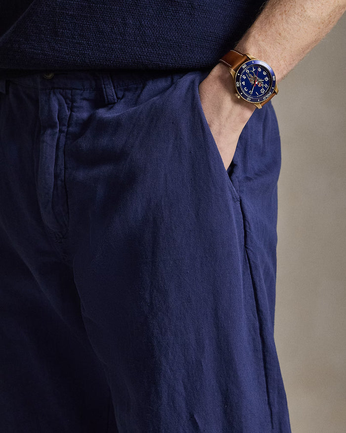 Men's Ralph Lauren Button Linen Pants (Navy Blue)