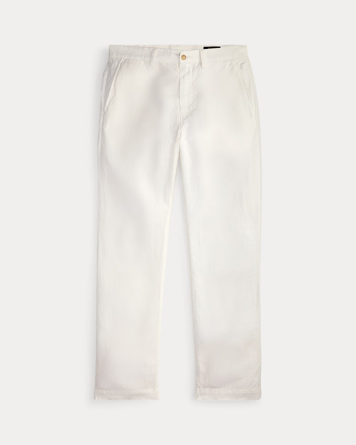Men's Ralph Lauren Button Linen Pants (White)